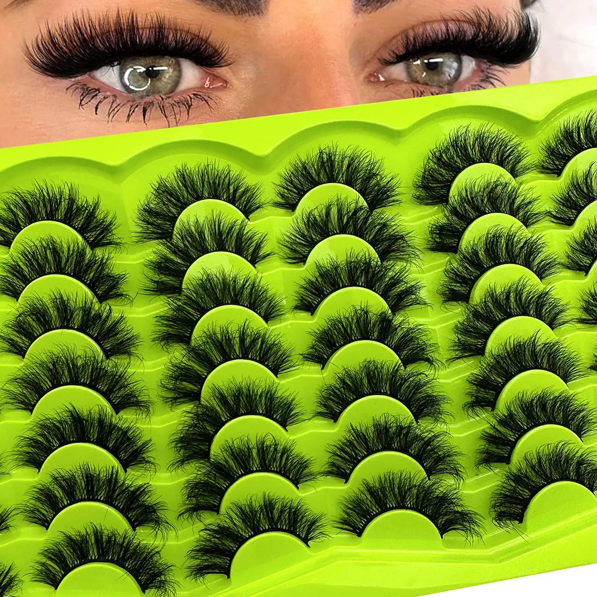 8D Luxury Fluffy DIY False Eyelash, 21 pairs of naturally curled Russian D-curl Eyelash Tail Extension Eye Makeup Enhancement Suitable for Parties and Celebrations Reusable Fluffy Eyelashes