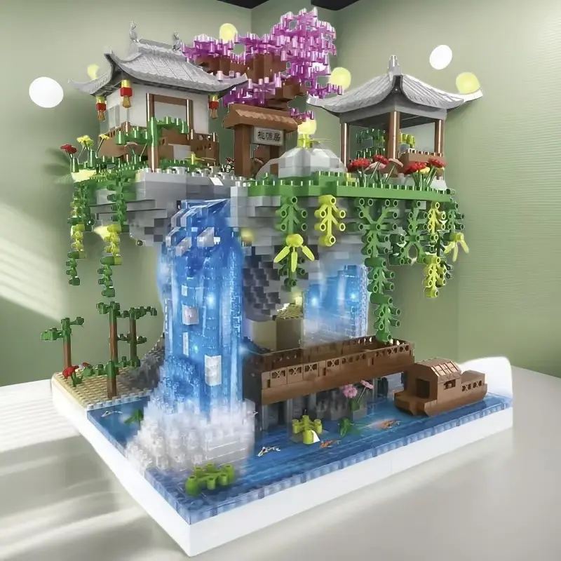1688 Piece Peach Blossom Lake Building Blocks, Creative DIY Assembly Toy in Mixed Colors, Perfect Birthday Gift for Kids
