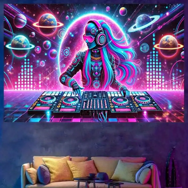 2D Flat, 2D Flat - 2D Flat, 2D Flat - 1pc of 2D Flat Banner Made of Polyester, HEGO Fluorescent Tapestry - a Glow-In-The-Dark Multifunctional Home Decoration That Requires No Electricity Or Batteries, Suitable for Living Rooms, Bedrooms, Game Rooms
