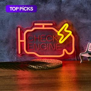 check engine design neon light, usb powered led neon sign, decorative neon light for home party game room, garage, usb powered lamp, indoor light