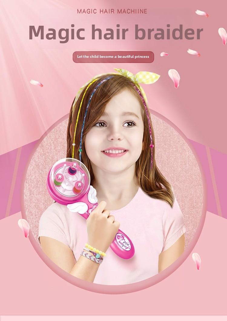 Magic DIY Automatic Braider Sparkly Light Up Hair Styling Tool for Girls Kids Pretend Play Gadget Fun Party Gifts Home Decor Storage Organizer Set