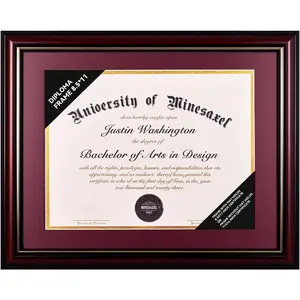 Solid Wood Diploma Frame 8.5 x 11 Certificate Frames with Maroon Mat or 11x14 Document without Mat for Graduation Picture Frame