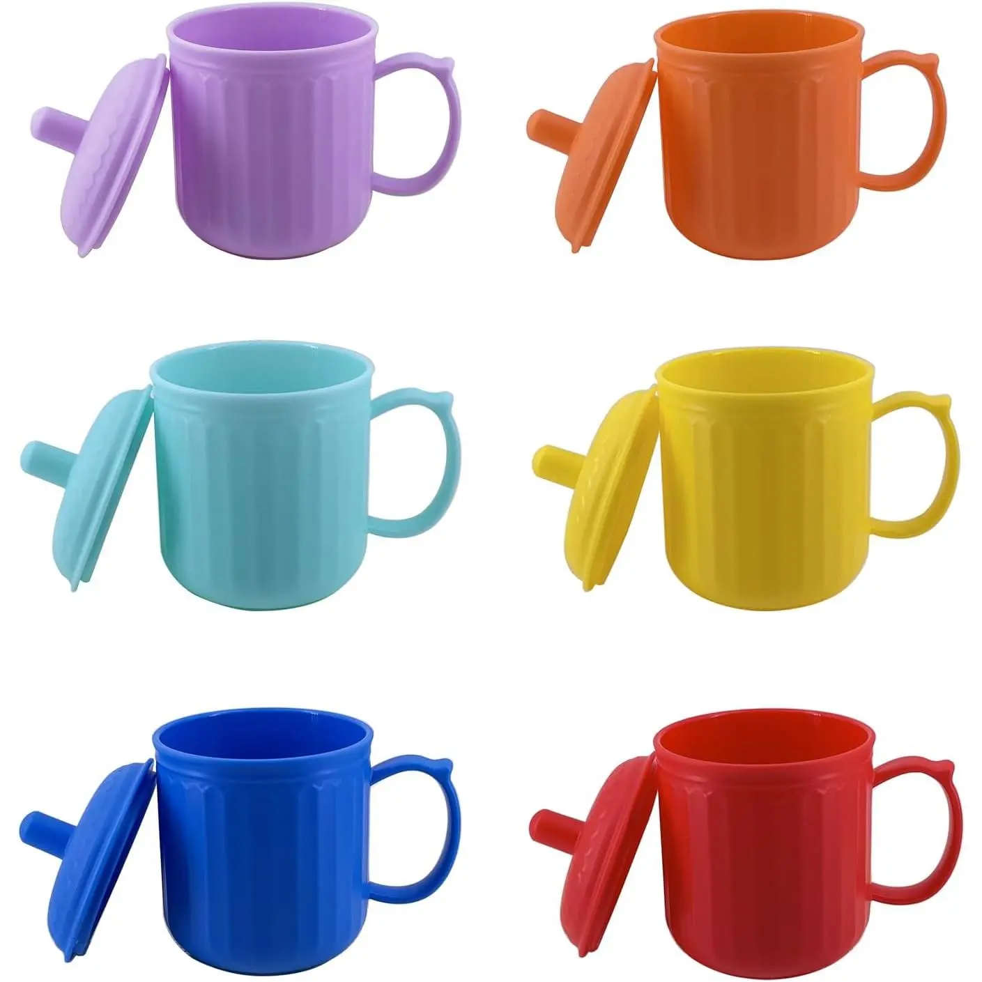 Plastic Coffee Mug with Lid (Non-Sealed) Set 6, 16-ounce Cups  |    Grade PP, Unbreakable, Dishwasher Safe, Lightweight,   Safe, Kitchen Party Camping Outdoor