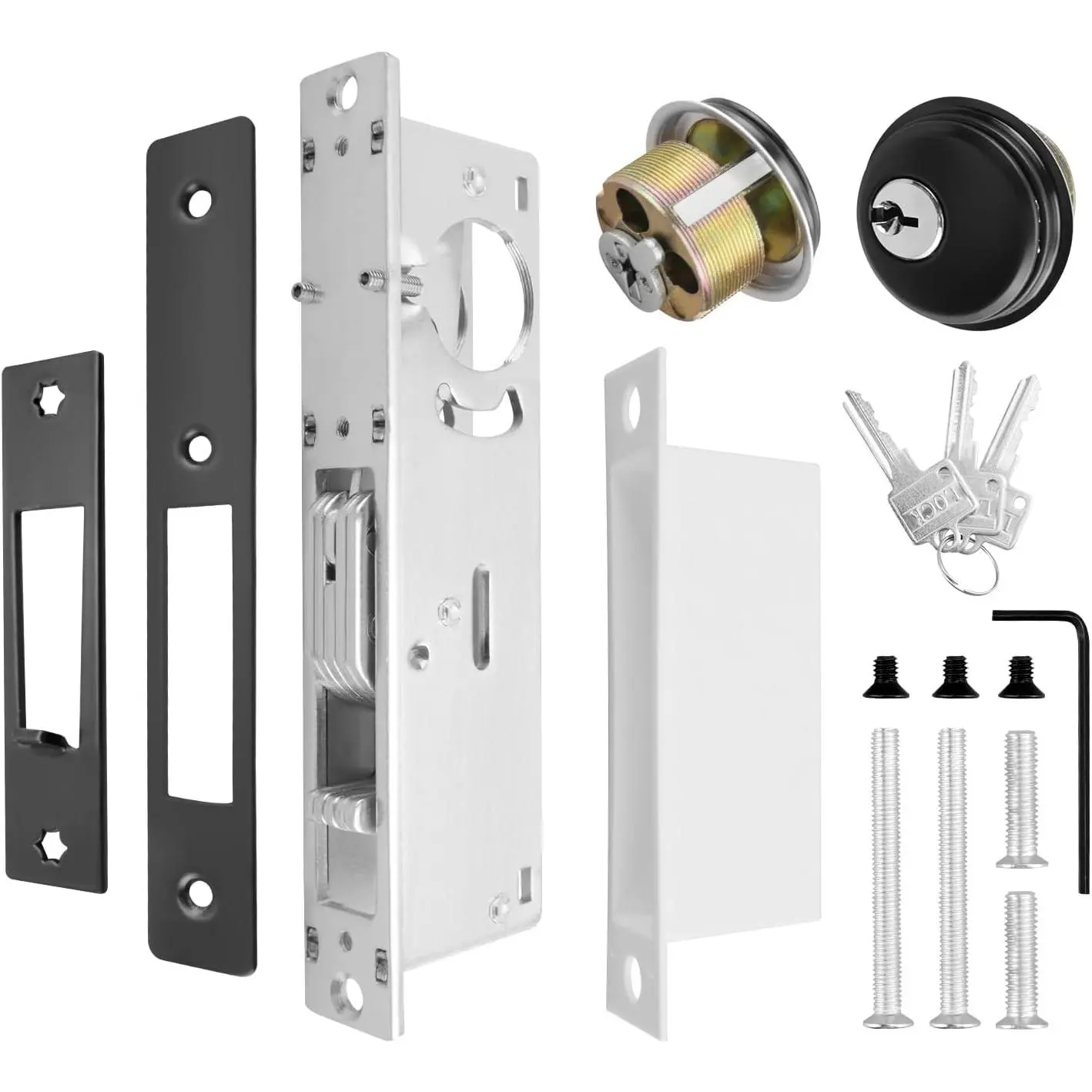 Storefront Door Mortise Lock 1-1/8" Backset Deadbolt & Double Keyed Cylinder Aluminum Combo Door Lock for Storefront Entrance Security