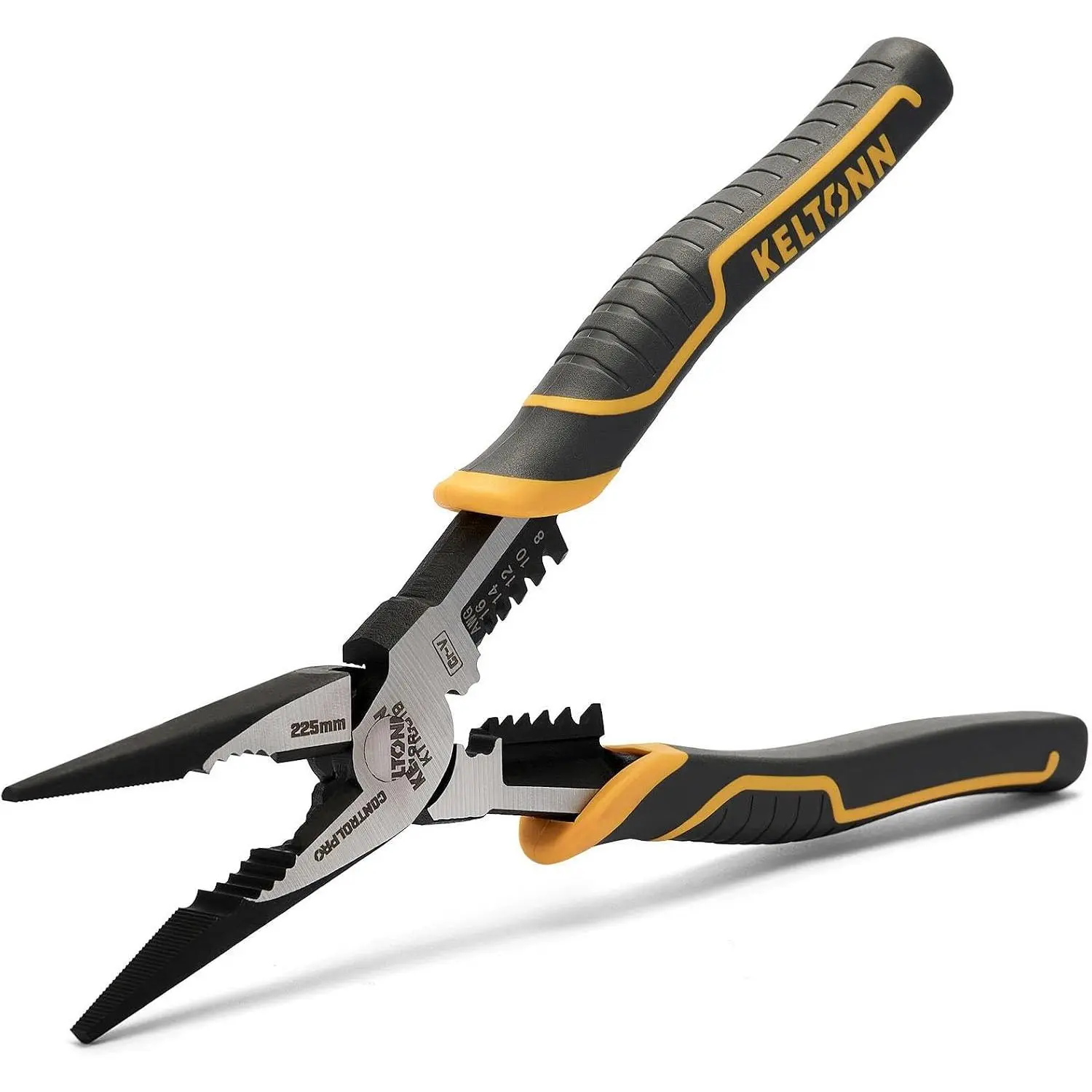 Multi-Function  Nose Pliers with , Stripping, Crimping and Gripping, 9-inch 6-in-1 Cr-V Steel Combination Pliers for Electricians and Homes