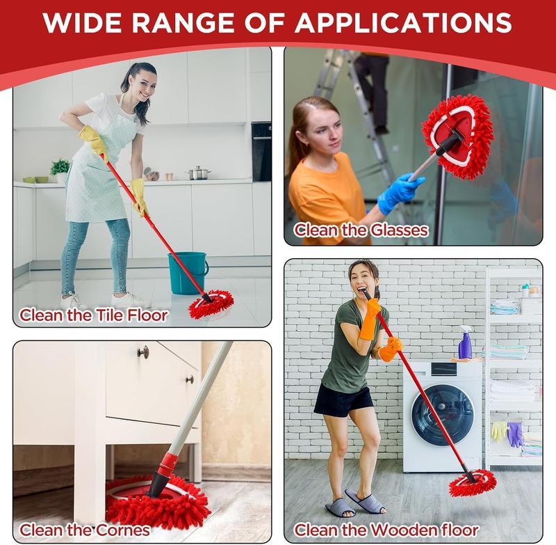 Reusable Chenille Duster Replacement Head - Dry Dusting Refill, Trap Dust Convert Mop to Long Handle (Bucket/Handle Not Included)