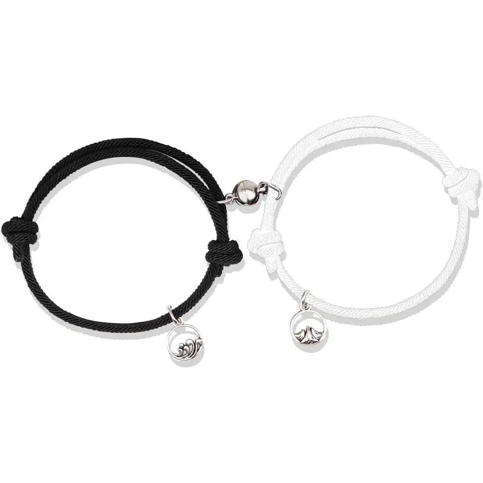 Couple Bracelet Set Mutual Attraction Relationship Couples Bracelets for Him and Her Friendship Rope Bracelet  for Women Men Boyfriend BFF   (Style-11)