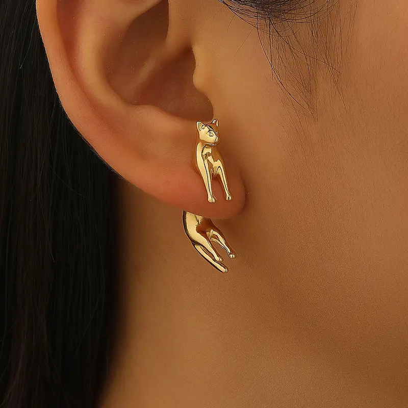 Adorable 3D Piercing Cat Stud Earrings| Trendy Birthday & Valentine Gift for Cat Lovers