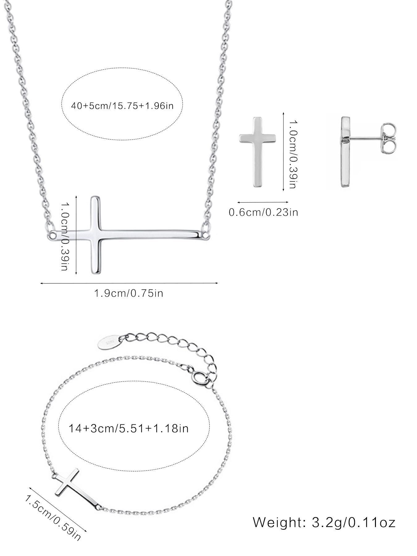 925 Sterling Silver Dainty Cross Pendant Necklace for Women & Girls, Fashion Jewelry for Party, Daily Clothing Decor, Trendy All-match & Exquisite Jewelry for Birthday Gift