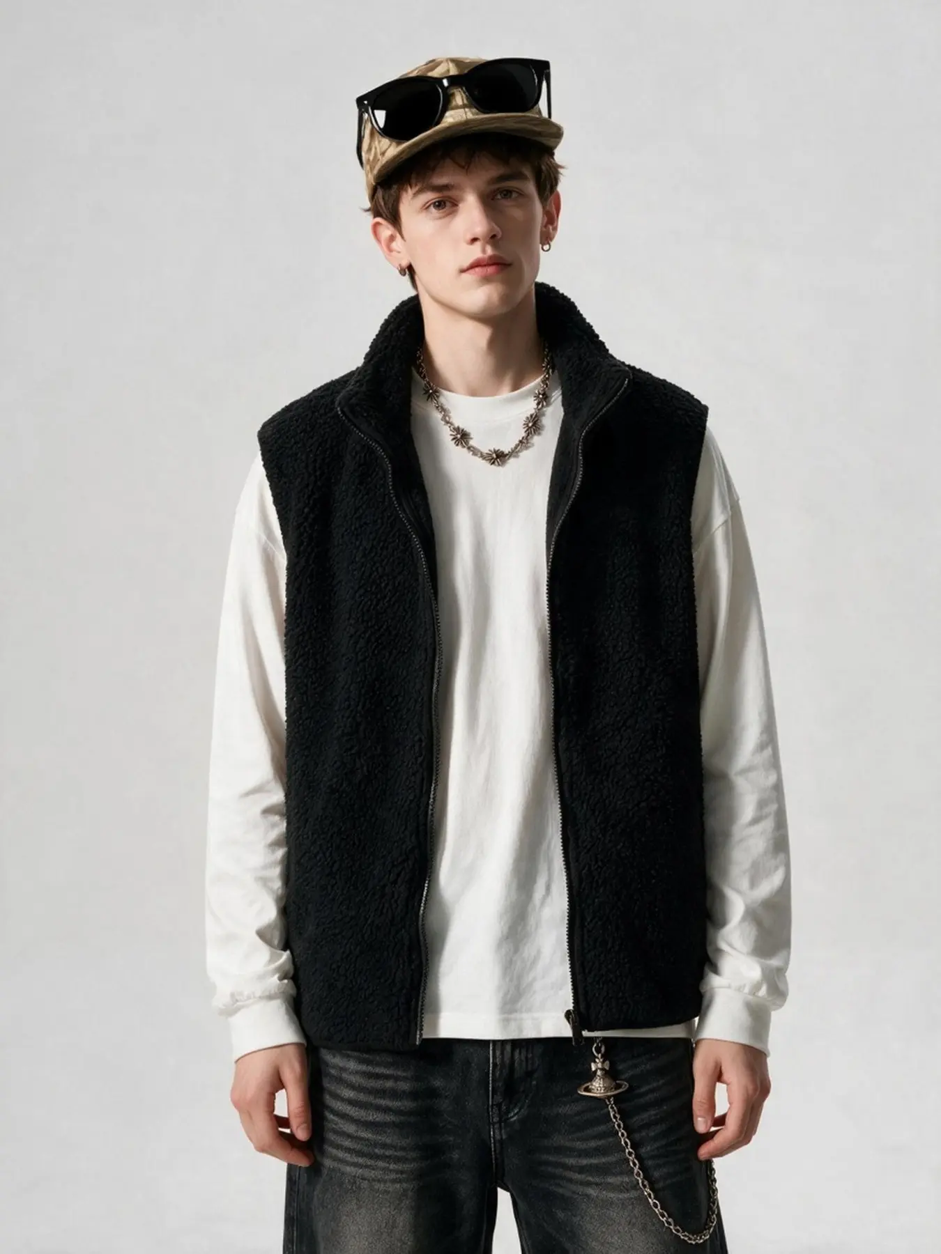 Polar Fleece Stand Collar Vest, Fall Winter Layering Essential, Warm and Slimming, Perfect for Overlapping