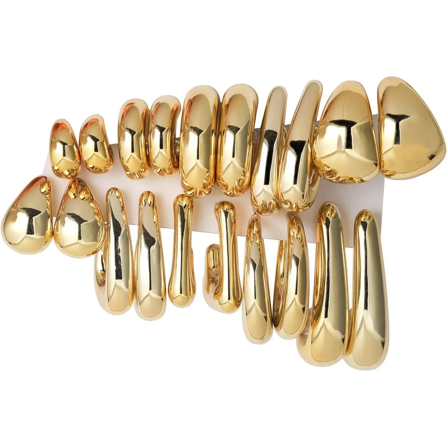 10Pairs Chunky  Hoop Earrings Set for Women Trendy Statement Thick Hoops Fashion  Pack