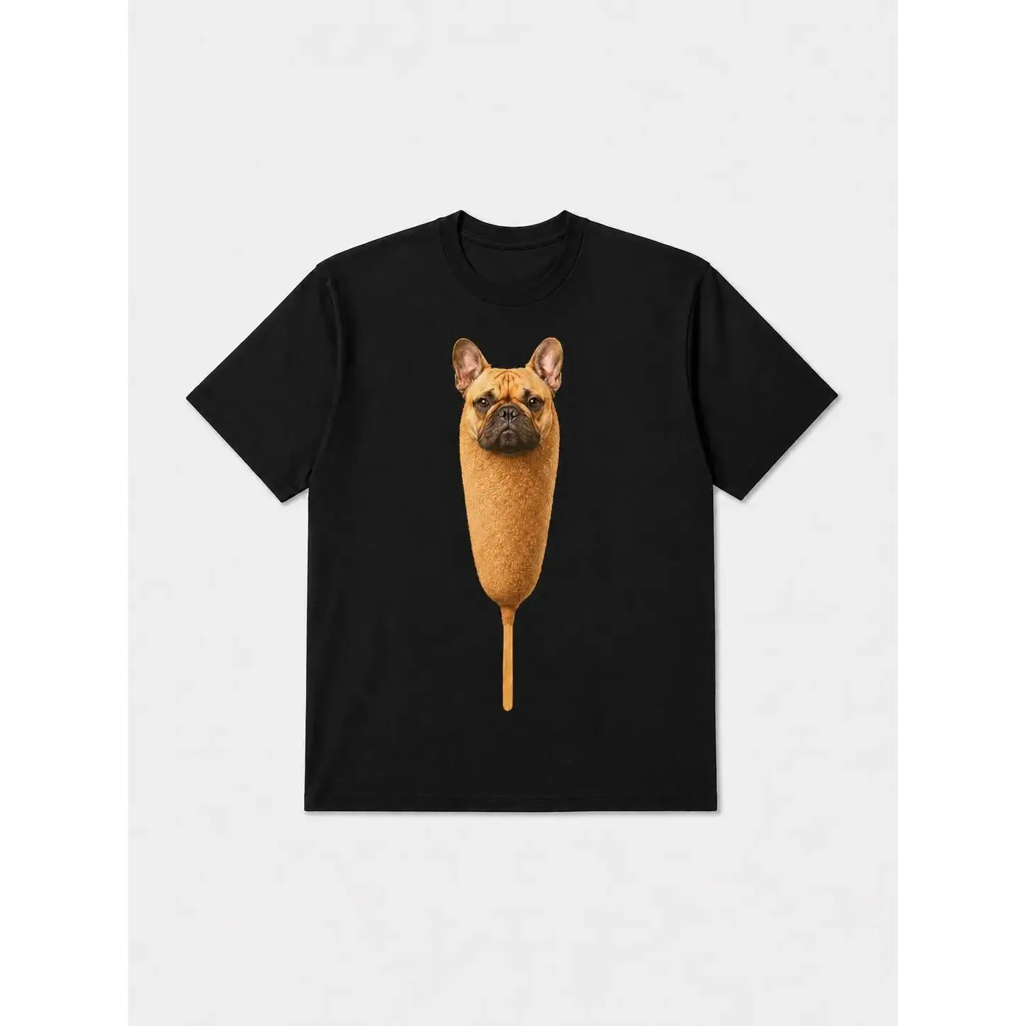 French Bulldog Corn Dog Graphic T-Shirt, Funny Dog Lover Foodie Tee, Cute Frenchie Shirt for Men & Women, Black or White Packaging Priority Casual Stylish