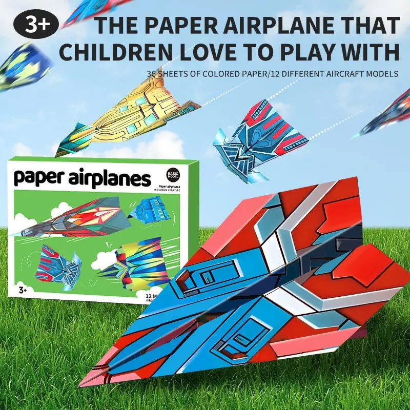 ✨36 Sheets per Box, 72 Sheets for 2 Boxes Paper Airplane Folding Kit, DIY 3D Foldable Plane Model Colorful Handicraft Set, Diy Craft Gifts, Perfect Gift & Activity Toy for Outdoor Trips, Halloween, Christmas, Easter, Birthday Parties
