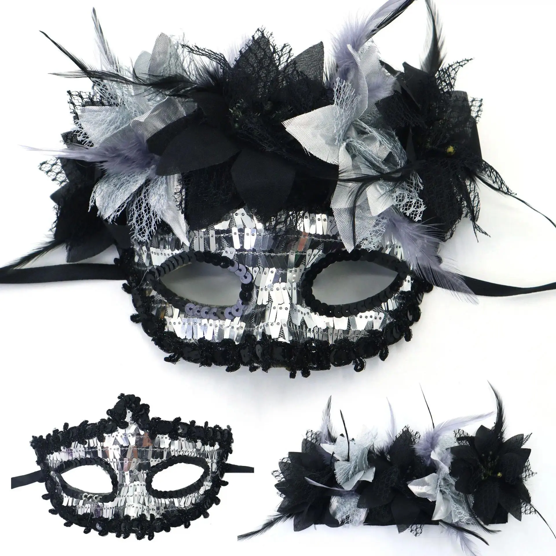 Black Sexy Masquerade Mask For Venetian Party Mardi Gras Prom Mask Halloween Party Props Elegant Black Half Face Cosplay Mask