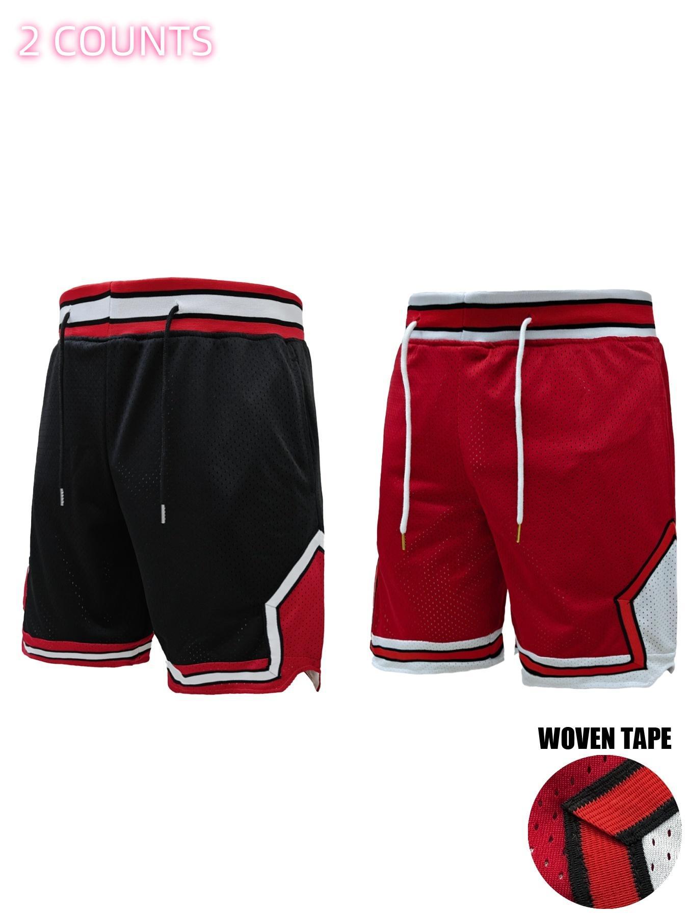 Men's Letter & Figure Print Drawstring Waist Gym Shorts, Casual Breathable Hollow Out Straight Leg Shorts for Daily Wear, Men's Bottoms for All Seasons