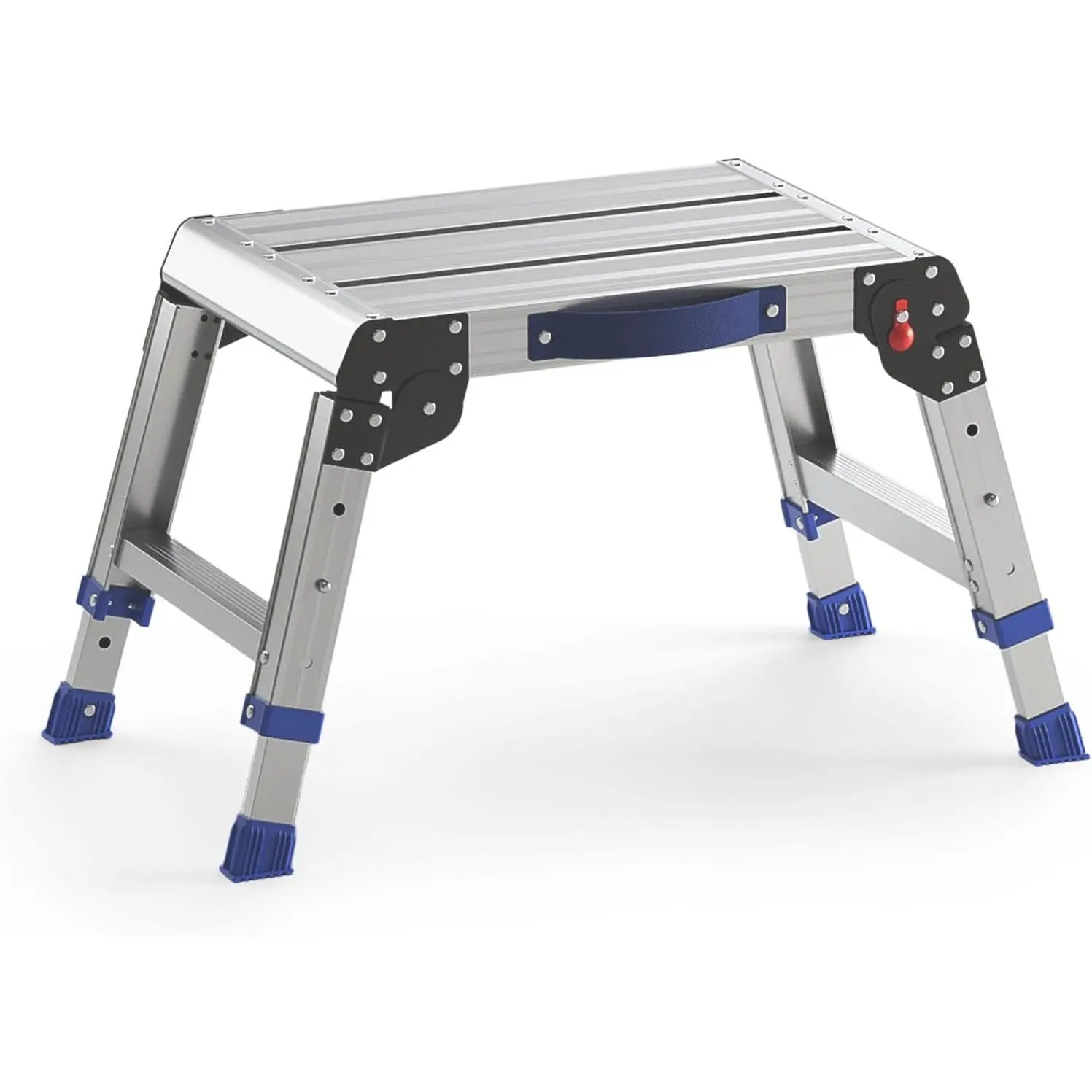 Folding Step Stool for Adults, Portable Aluminum Work Platform 440lb | 12"-15.7" Adjustable Height, 12" x 16.5" Wide Platform for Garage, Painting, Reach High Shelves, Gardening, Car Wash