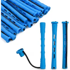 60 Pcs Perm Rods Set, Small Hair Rollers for Short Hair, Heatless Hair Curlers for Natural Hair Styling, Home Perm Kit for Women and Men (Blue, 0.35 Inch)