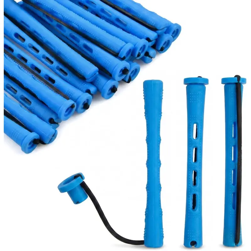 60 Pcs Perm Rods Set, Small Hair Rollers for Short Hair, Heatless Hair Curlers for Natural Hair Styling, Home Perm Kit for Women and Men (Blue, 0.35 Inch)
