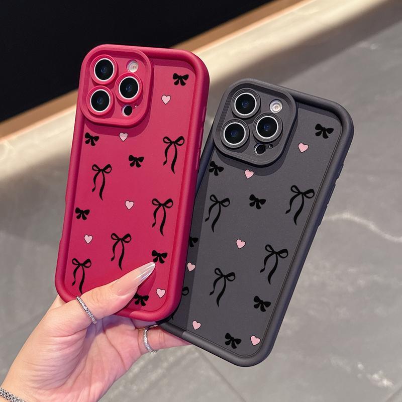 Black bow pattern iPhone case protective case suitable for iPhone 17 Promax 16 Plus 15 14 13 12 11 soft case