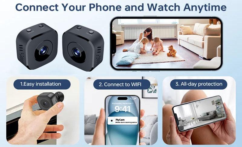 Security Camera 4K Mini Full Color Night Vision High Definition WiFi Monitor Waterproof Motion Detect Surveillance Smart Home Security Camera 4K Mini Full Color Night Vision High Definition WiFi Monitor Waterproof Motion Detect Surveillance Smart Home