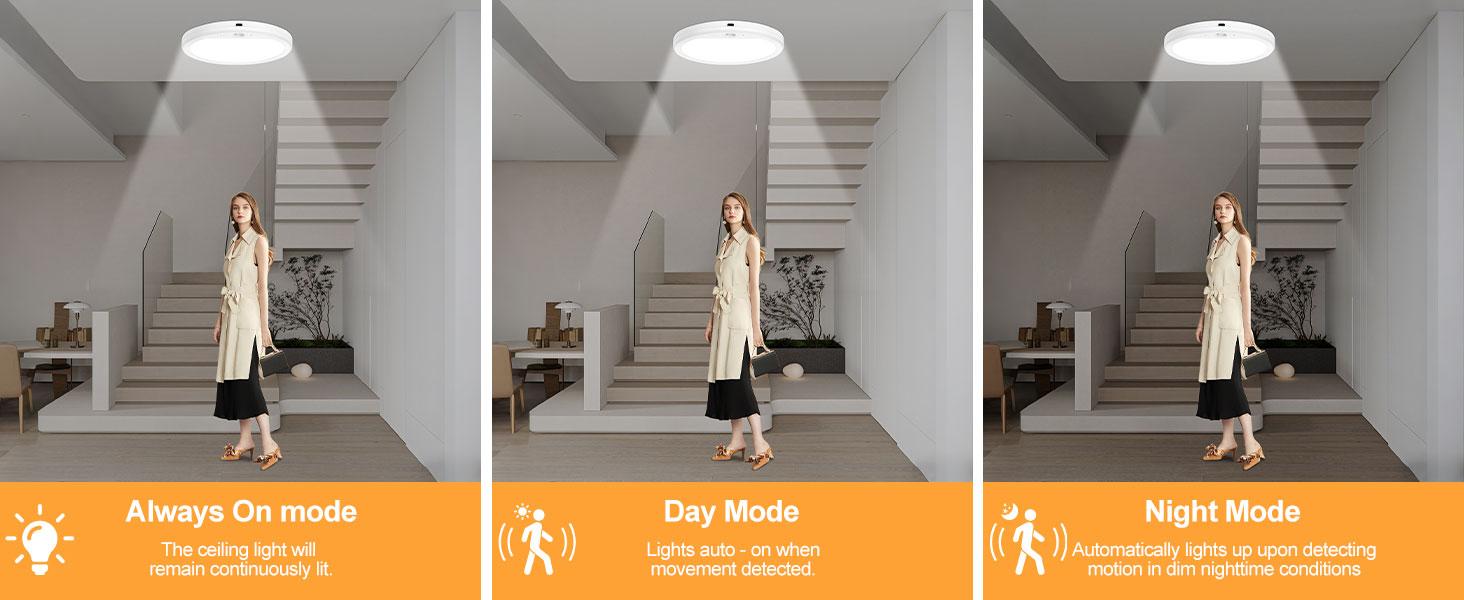 Sensor Ceiling Light with Remote Stick on Closet Light Battery Operated Ceiling Lights for Shower Shed Hallway Porch Stairs