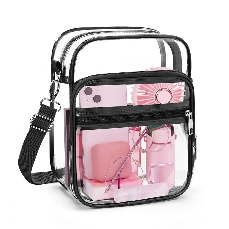 Stadium Approved Transparent Shoulder Bag for Concert, Sports & Festival Essentials, Crossbody Bag Fanny Pack Messenger Bag, Back to School Must-Have, Vacation, Security for Women Girls Students Stock-up