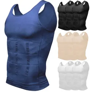 2/3 Pack Men Compression Sleeveless Vest Soft Breathable Stretch Tank Tops Body Shaping Fitted Undershirt for Gym Running Workout Sports