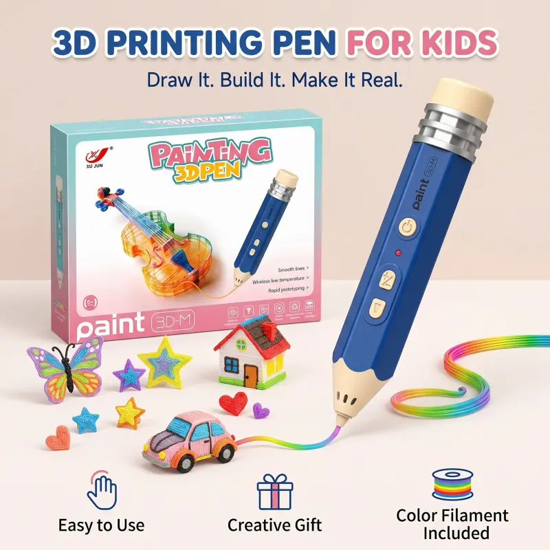 Ultimate 3D Printing Pen Gift Set for Kids – All-in-One Creative Art Tool for Birthdays & Holidays, Safe & Easy-to-Learn STEM Craft Toy with Color Filaments & Inspiration Guide art toy printed pen stem pen 3d printer pen for kids wireless 3d printing pen