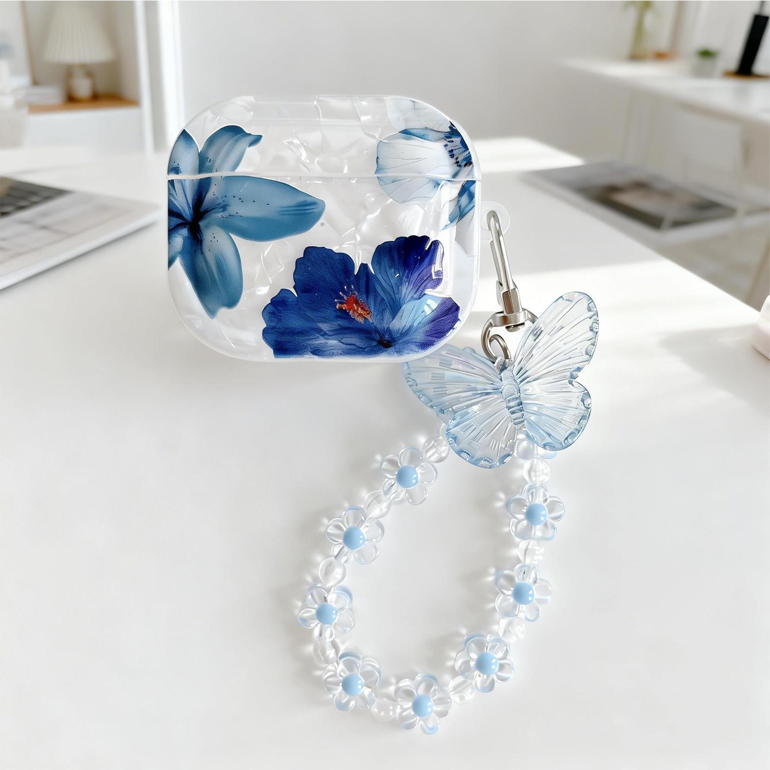 for Airpod Pro 3 4 2 1 Case 2026 Cute Butterfly White Marble TPU Protective Cover with Keychain Case for Girls Women