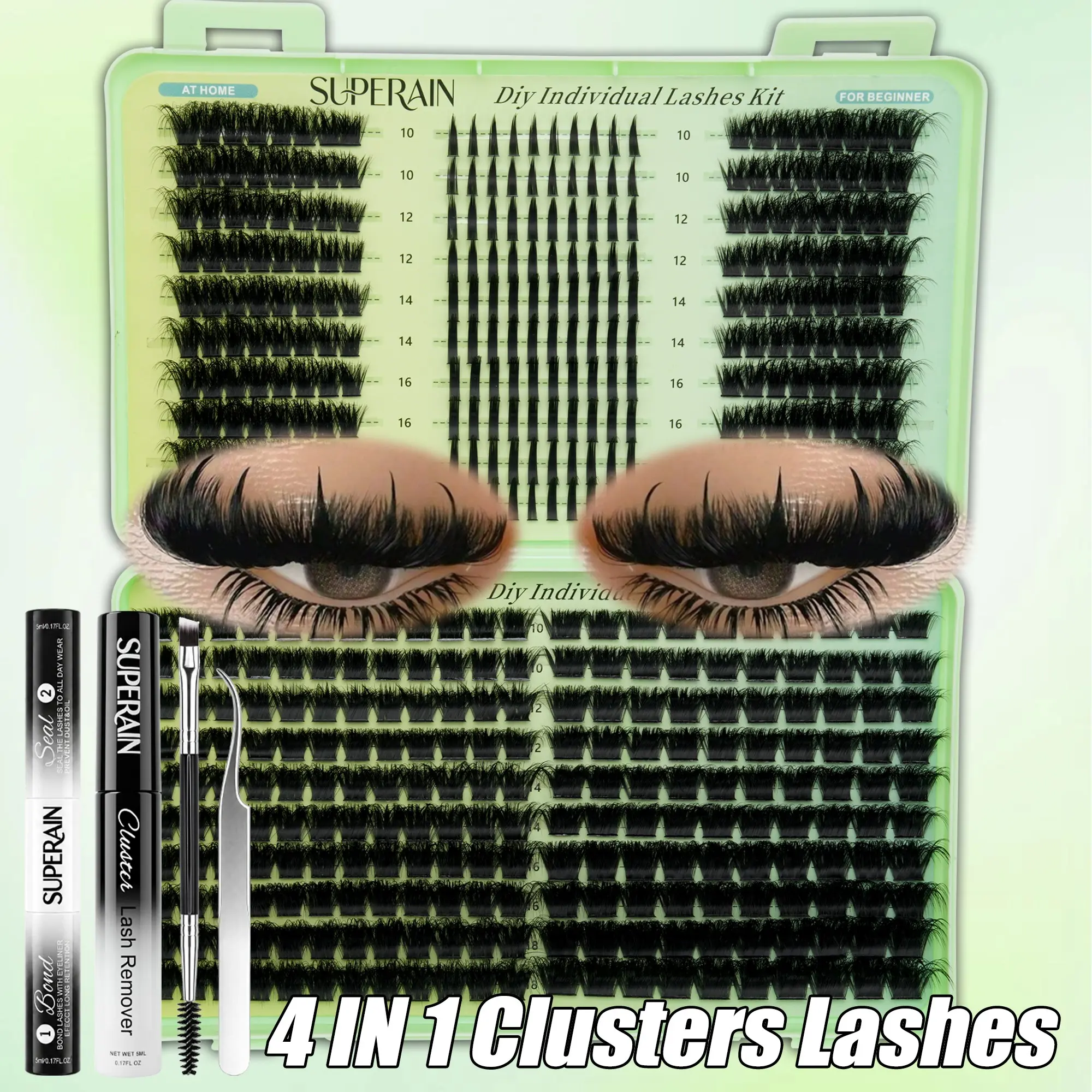 480 Pcs False Eyelashes DIY Kit, Dense Upper Lashes, Short Lower Lashes, Multi-Specs, Glue Tweezers, Perfect for Photoshoots, Dates, Parties