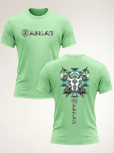 Men's Casual Short Sleeve Round Neck T-Shirt, Geometric Pattern Summer Top, Comfortable Fitted Design, Ideal for Daily Wear