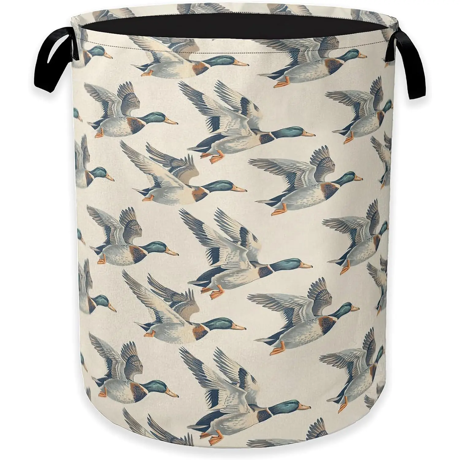 Vintage Mallard Duck Laundry Basket,Rustic Farmhouse Clothes Hamper,Oxford Cloth Collapsible Nursery Hamper Storage Organization for Bedroom,Bathroom,Office,College Dorms,16x20 Inch