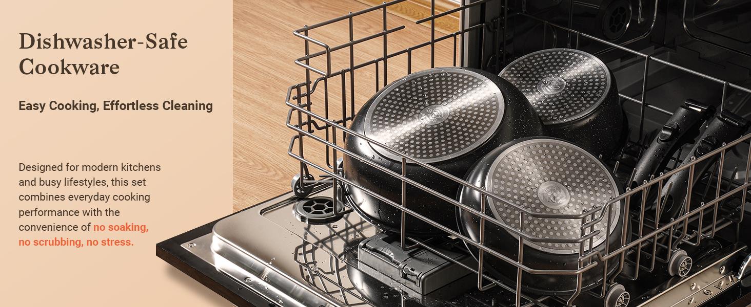 15Pcs Pots and Pans Set Non Stick, Cookware Sets with Detachable Handle, Nonstick RV Kitchen Cooking Tools Removable Handles, Oven Safe, Induction Fast, Stackable Induction Cookware,Black