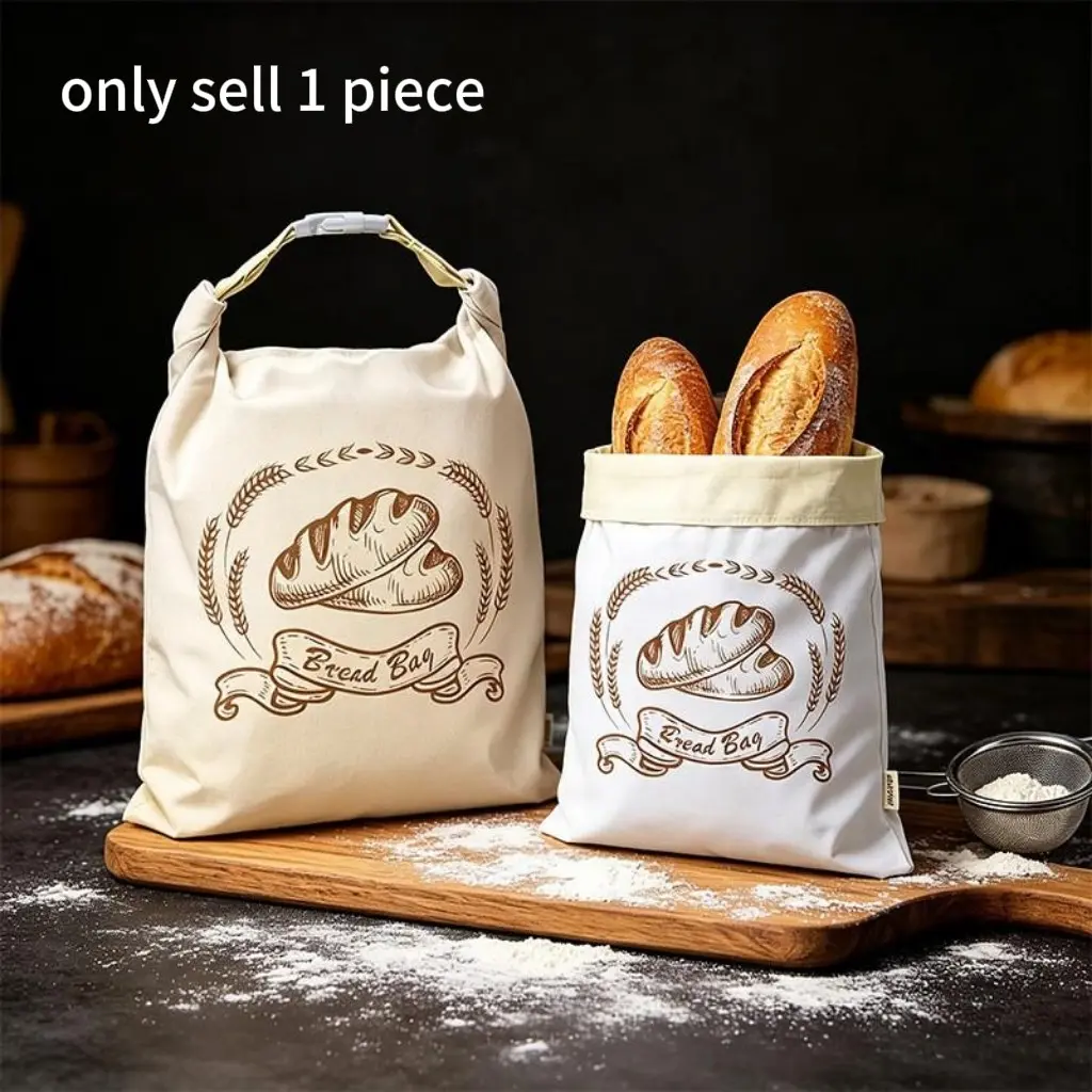 Reusable Beeswax Bread Bag with Clip Closure, 13x17 Inches, Freezer Storage Bag for Freshness, Cotton Beeswax Container, Lined Bag for Baguettes