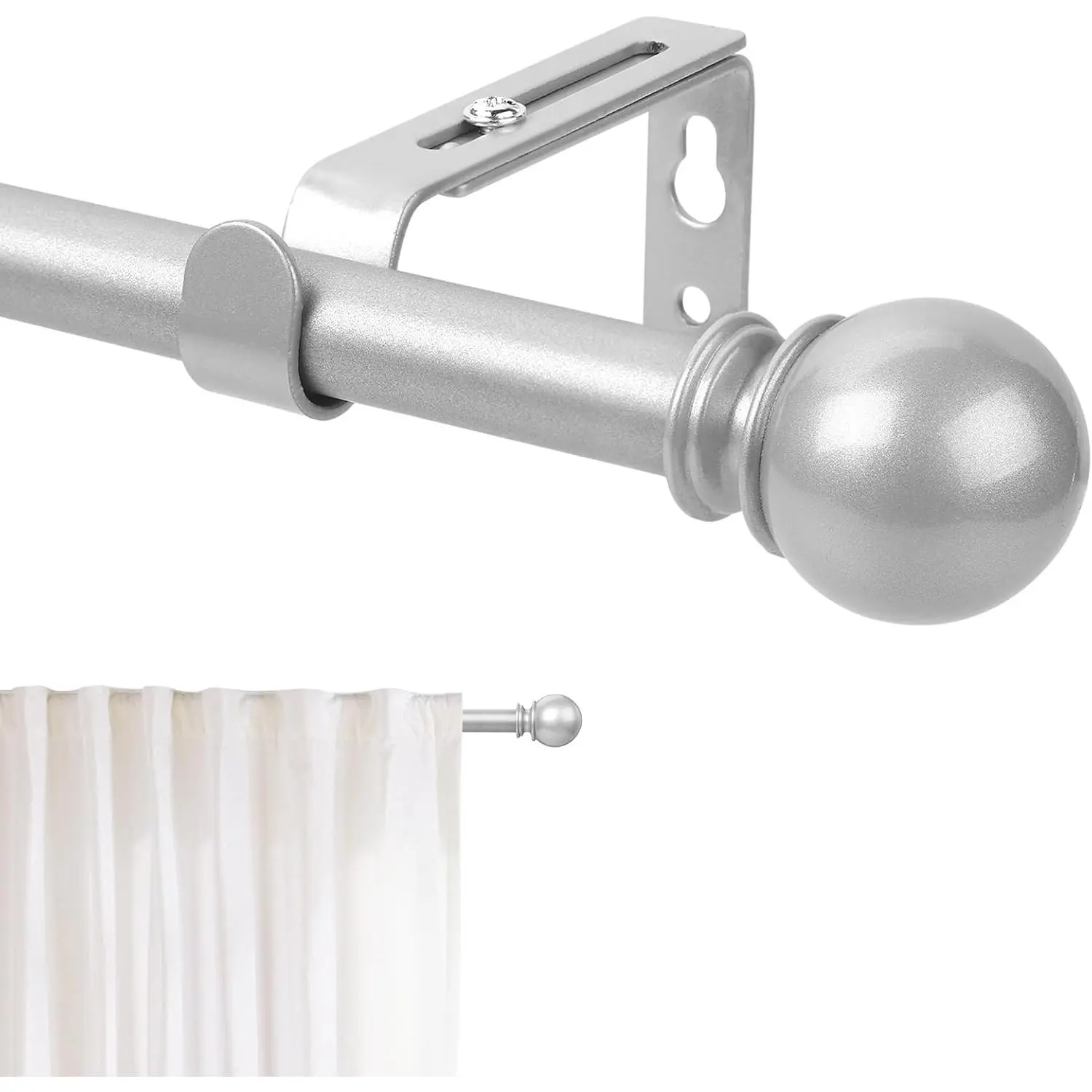 Heavy Duty Adjustable Size Curtain Rod, 5/8 in Diameter 28-48 in Length With Brackets, Easy-to-Install Curtain Rod for Bedroom/Outdoor Windows/Patio