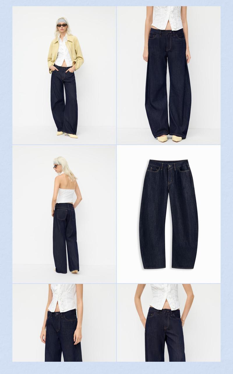 Cider Denim Low Rise Solid Pocket Barrel-leg Jeans