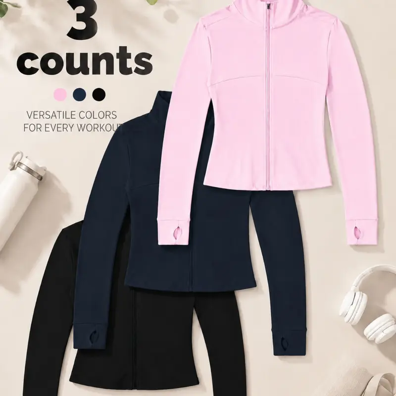 Women's Fitted Sports Jacket, Long Sleeve Yoga Fitness Top, Comfortable Workout Clothes for Exercise and Daily Wear, Active Lifestyle