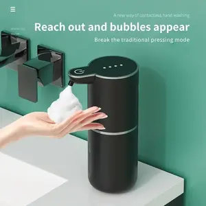 380ml automatic soap dispenser with touchless sensor-wall-mounted, USB rechargeable, black plastic soap dispenser for bathroom and kitchen, durable modern soap dispenser