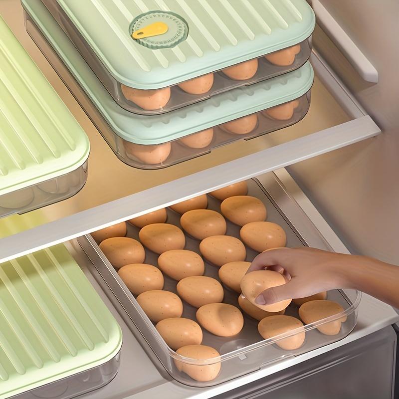 Egg Holder For Refrigerator Deviled Egg With Lid Fridge Egg Storage Stackable Plastic Egg Containers 24Egg Tray Kitchen Supplies