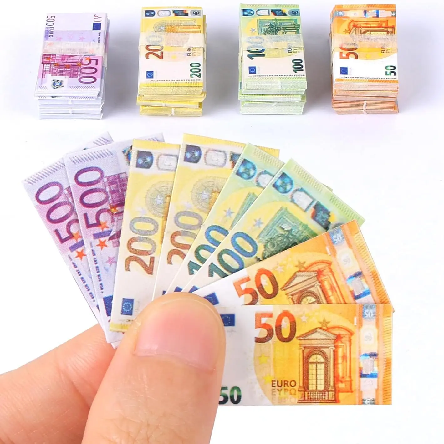 1:12 Scale Mini Euro Paper Money Model, 400pcs Dollhouse Accessories, Doll House Accessory, Realistic Coin Props, Scene Decoration, Photography Background Props