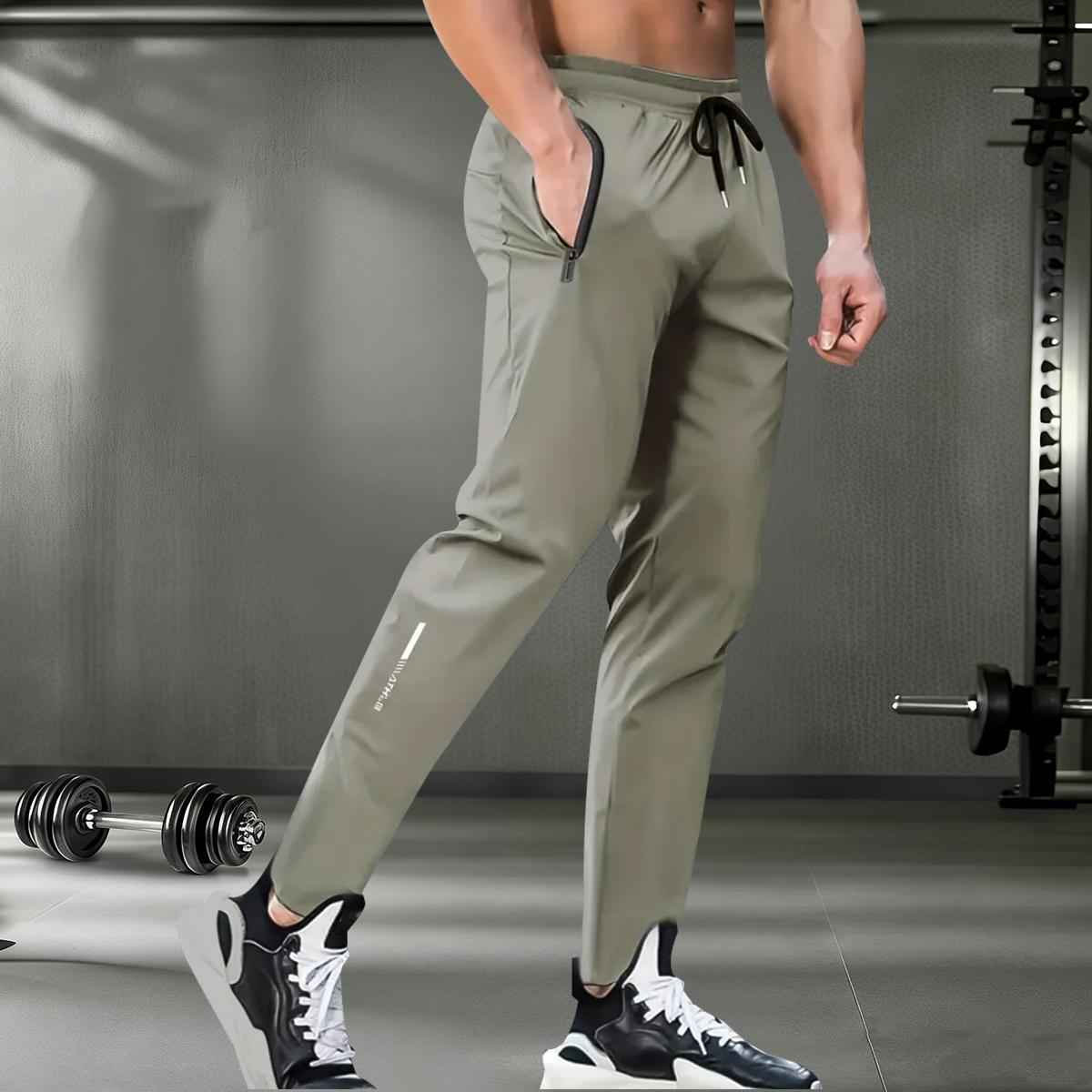 Men's 3-piece set ice silk breathable sports pants - moisture-wicking, quick-dry, lightweight, loose fit, suitable for outdoor training, gym workouts, hiking