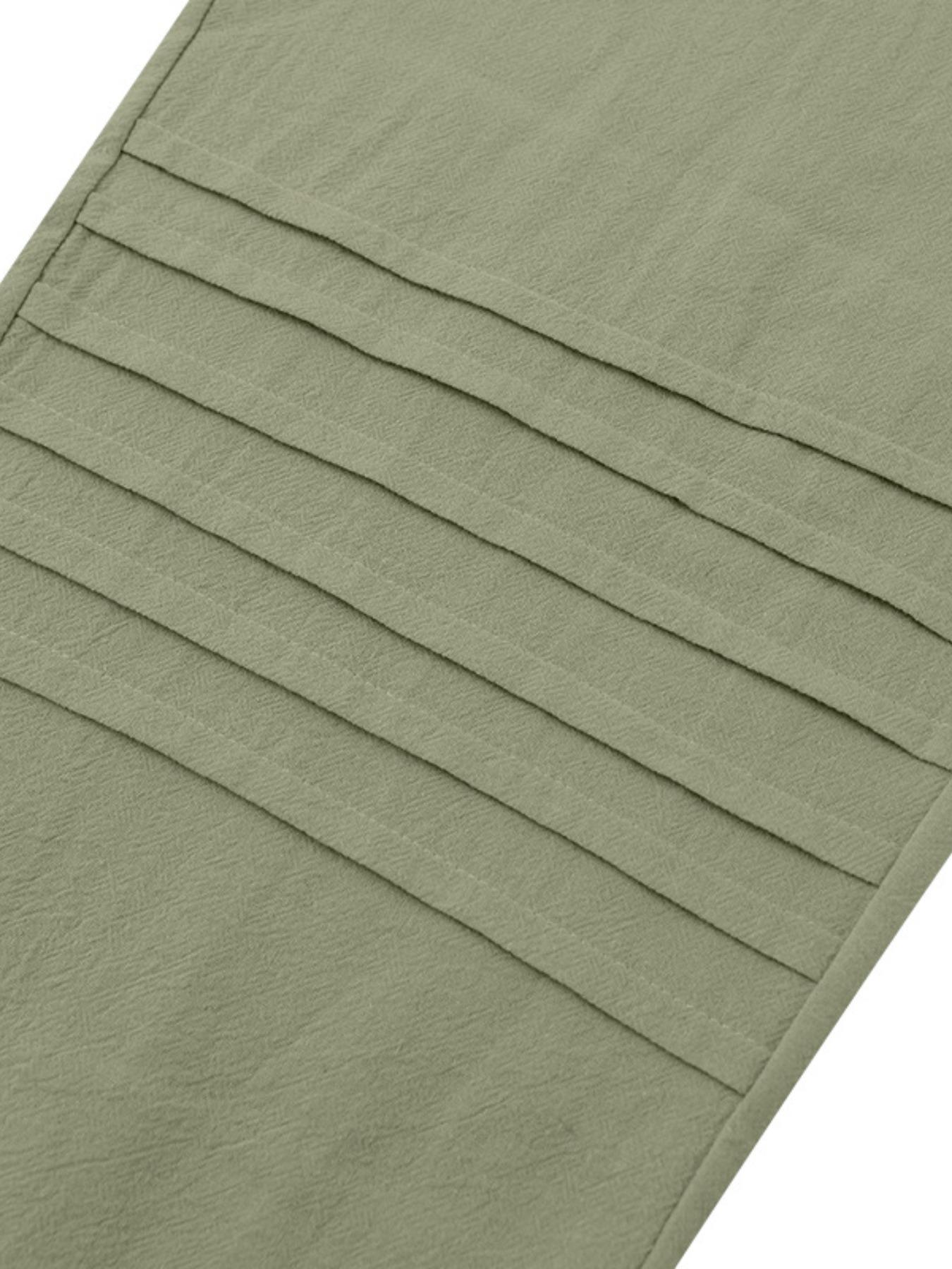 Men's American Style Loose Pleated Linen Pants, Casual Loose Fit with Pockets, Spring & Fall Beach Vacation Lightweight Long Pants