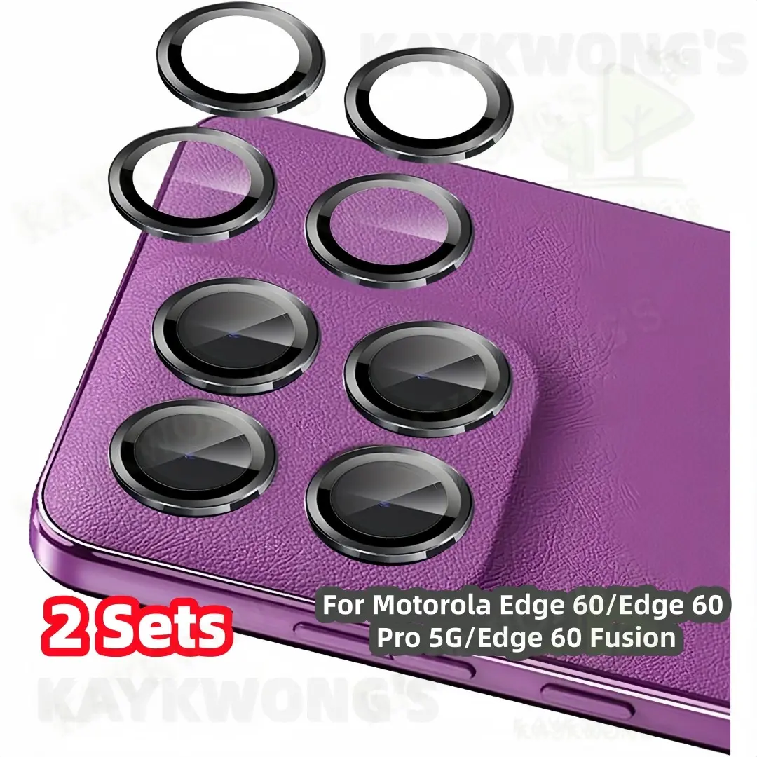 KAYKWONG'S 2-Pack Camera Lens Protector for Motorola Edge 60/Edge 60 Pro 5G/Edge 60 Fusion, Anti-Scratch HD Clarity, Ultra-Thin 9h Tempered Glass, Aluminum Frame, Metal Lens Cap