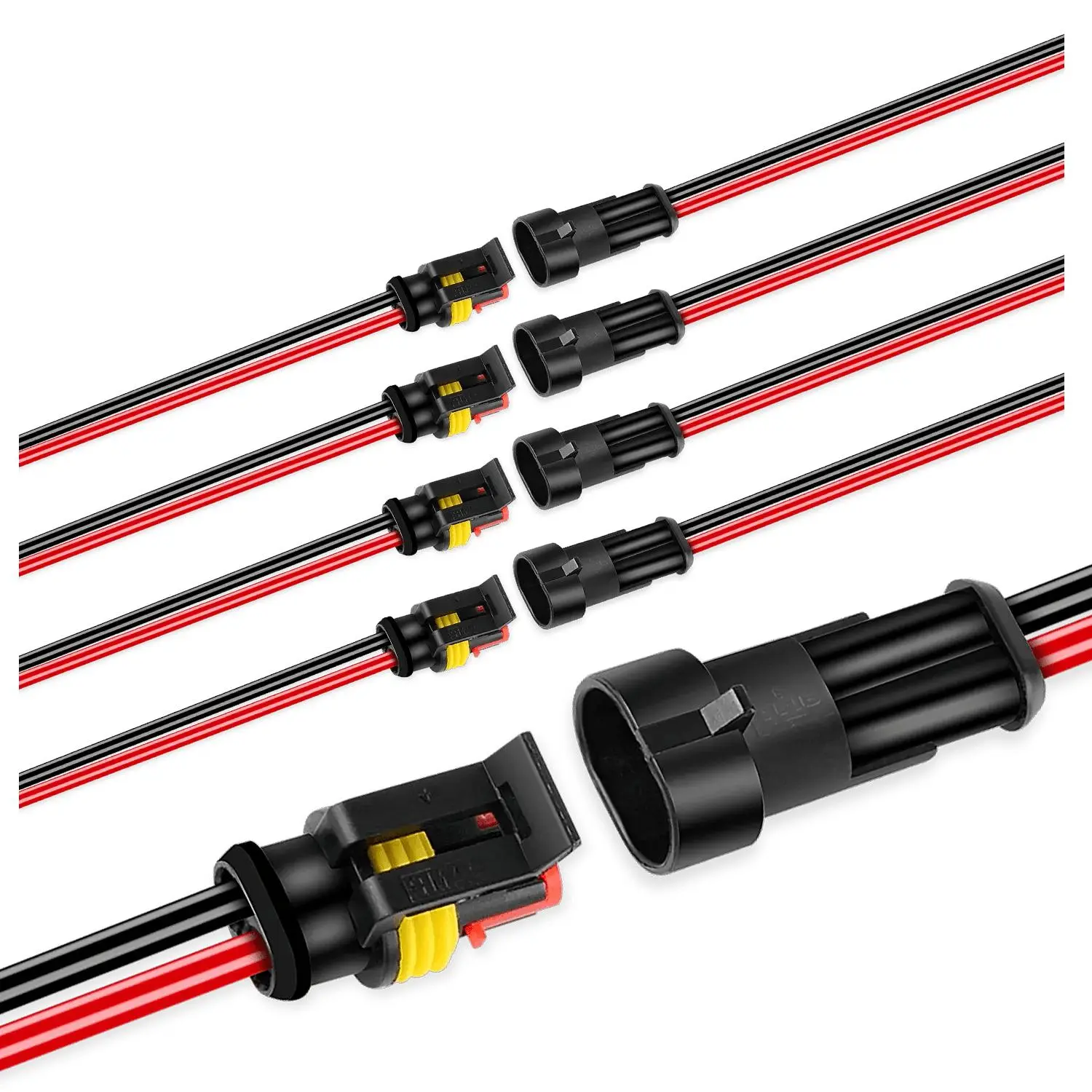 Nilight 5-Pack 2-Pin 16AWG (16 Gauge) Wire 1.5mm Series Terminal Connectors for Car, Jet Ski, Quad Bike, Boats