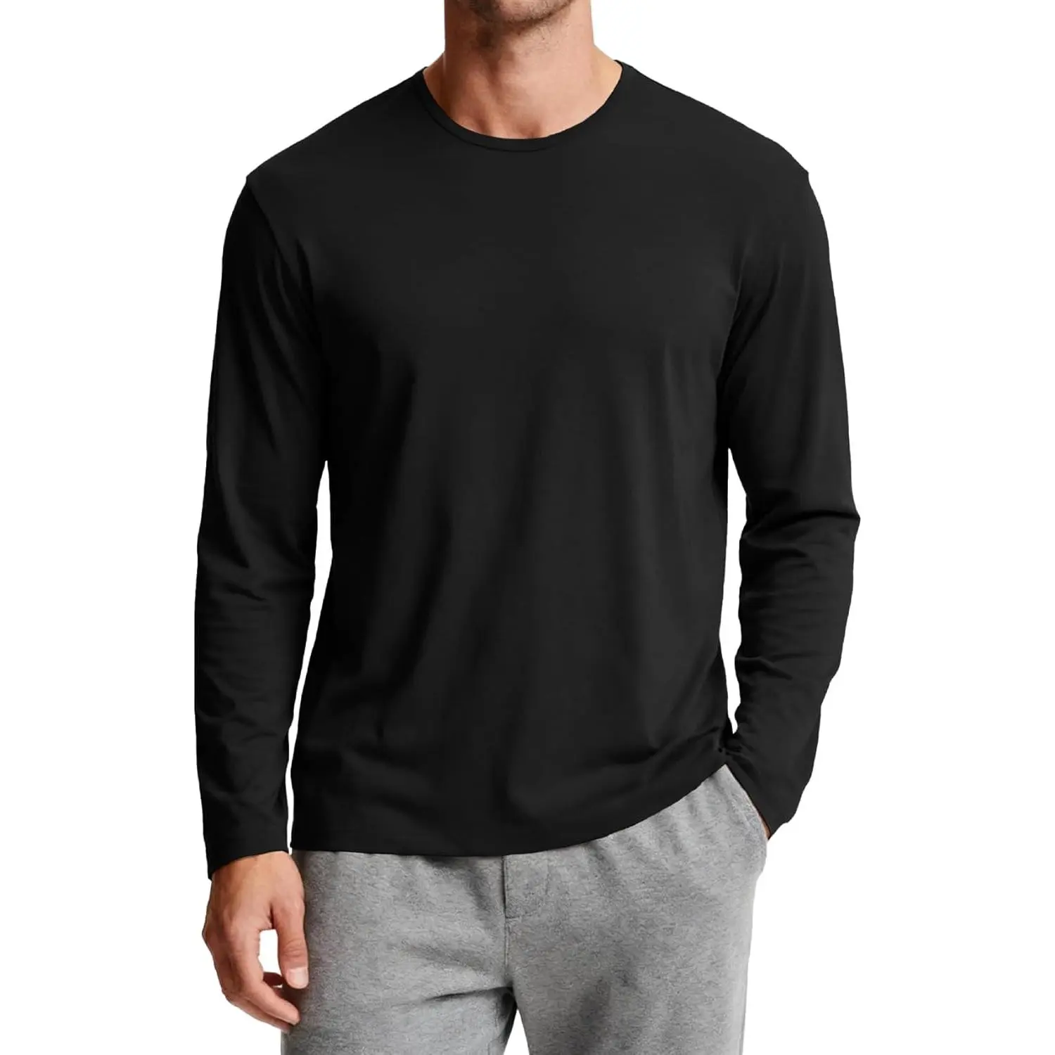 Mens Thermal Long Sleeve Shirt Basic Undershirt Lightweight Pullover Base Layer Underwear Tops
