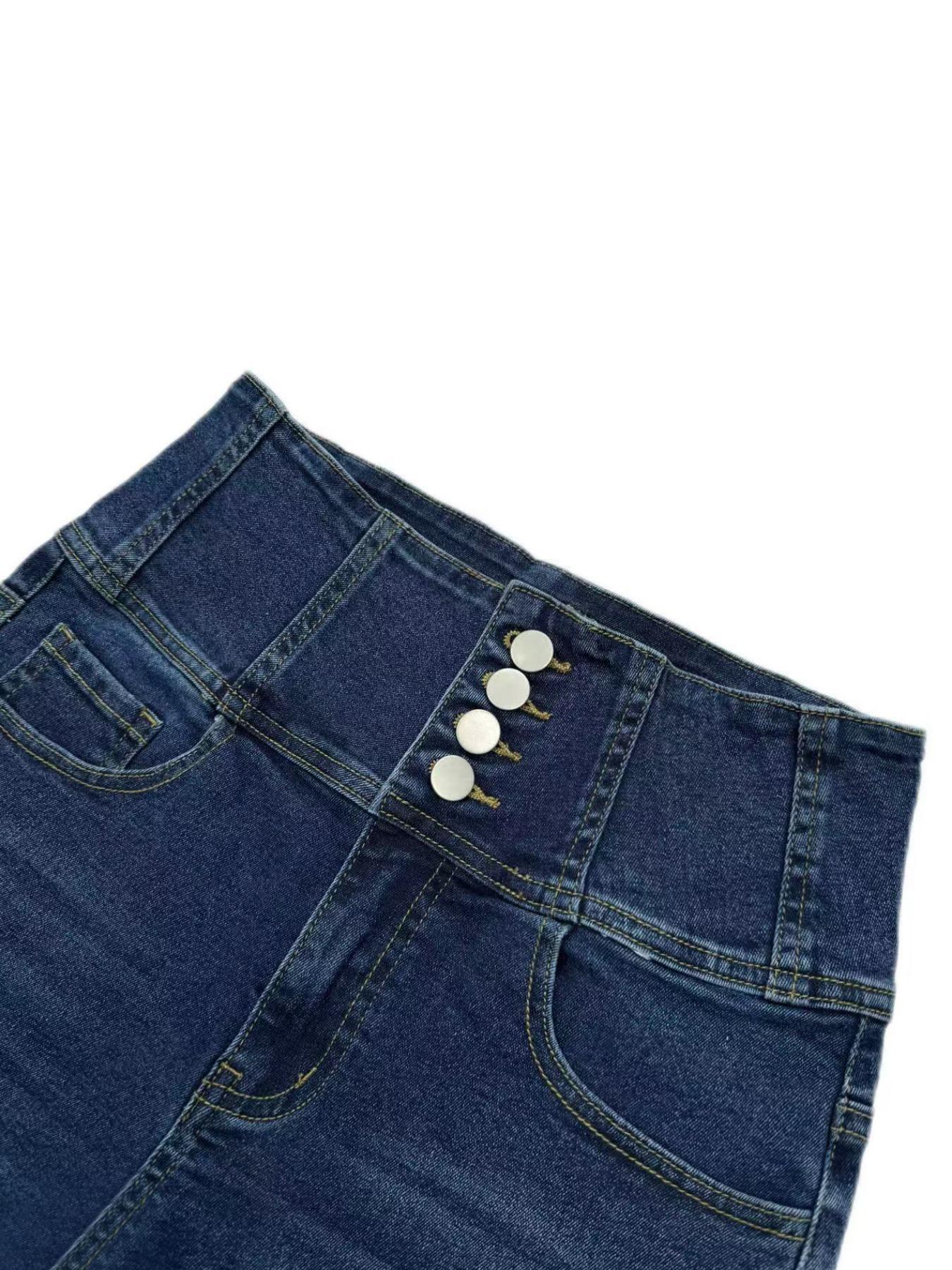 Women's High Waist Denim Shorts, Casual Comfy Button Fly Skinny Shorts for Daily Wear, Ladies Bottoms for All Seasons