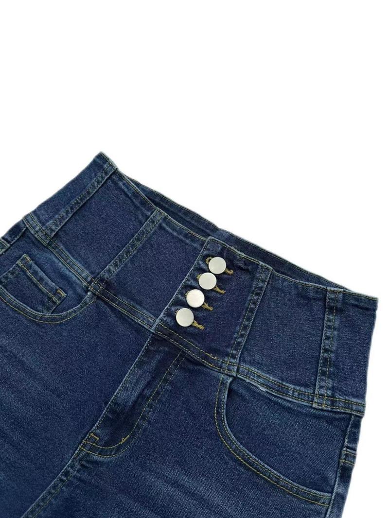 Women's High Waist Denim Shorts, Casual Comfy Button Fly Skinny Shorts for Daily Wear, Ladies Bottoms for All Seasons