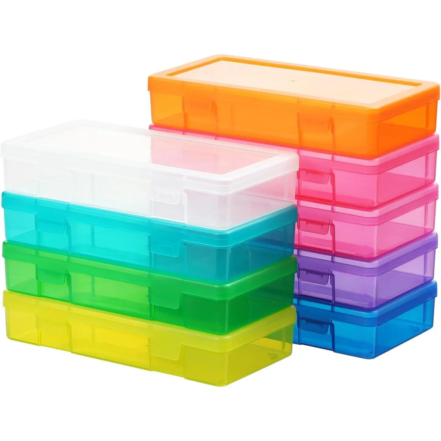 9 Pack Medium Colored Plastic Hobby Art Craft Organizer, Mini Plastic Storage Containers with Latching Lid, for Pencil Box, , Crayon | Mini, Stackable Design, Clear, , Latching Lid, High-Grade Material, for Pencil Box, for Crayon