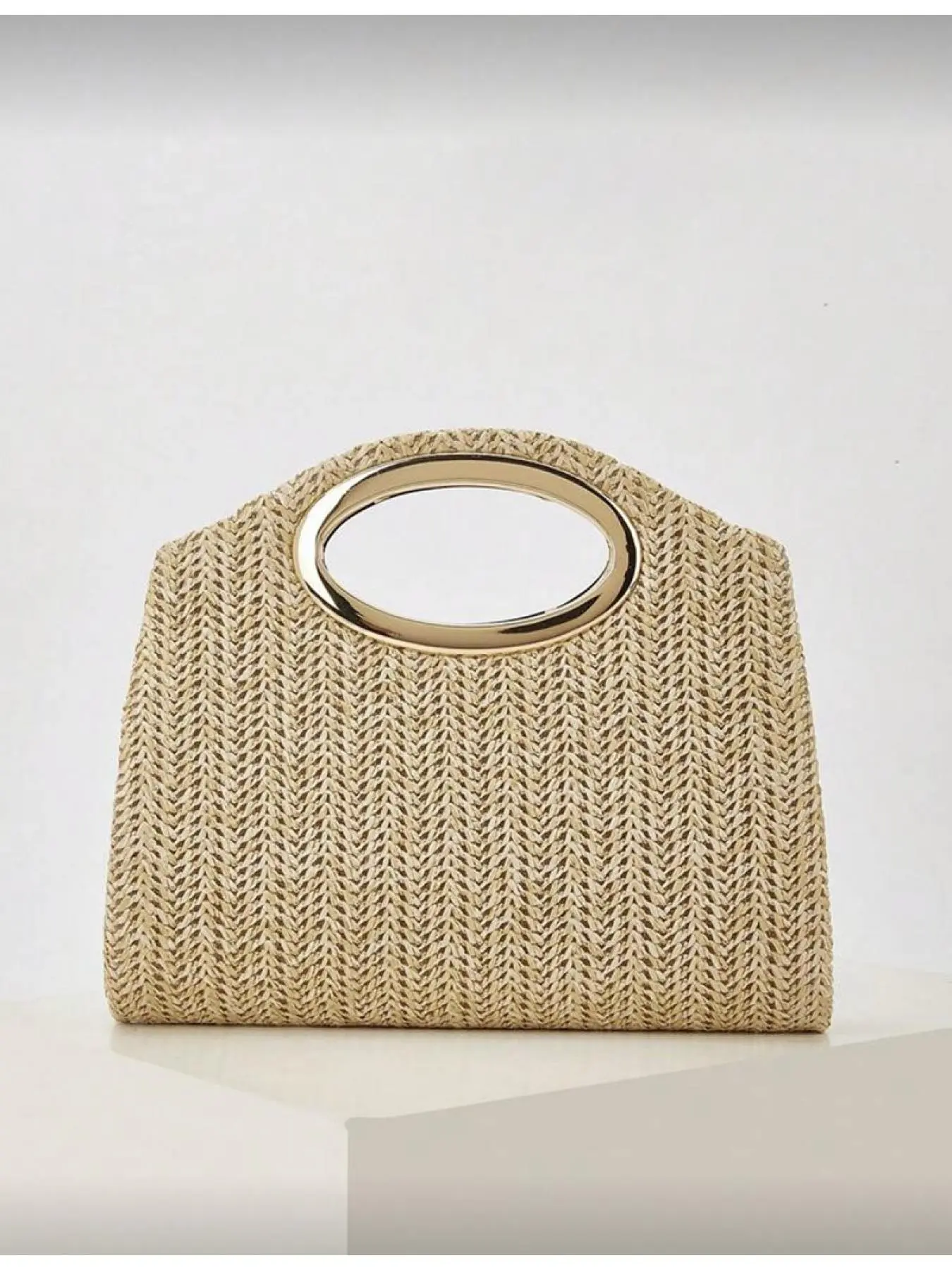 Khaki Woven Women's Bag Multi-functional Crossbody Handbag for Vacation Beach Business Commute Casual Minimalist Style Fashionable Purse Handbag Beach Holiday Essential Crossbody Purse Handbag Sling Bag Cross Body Bags Casual Everyday Bag