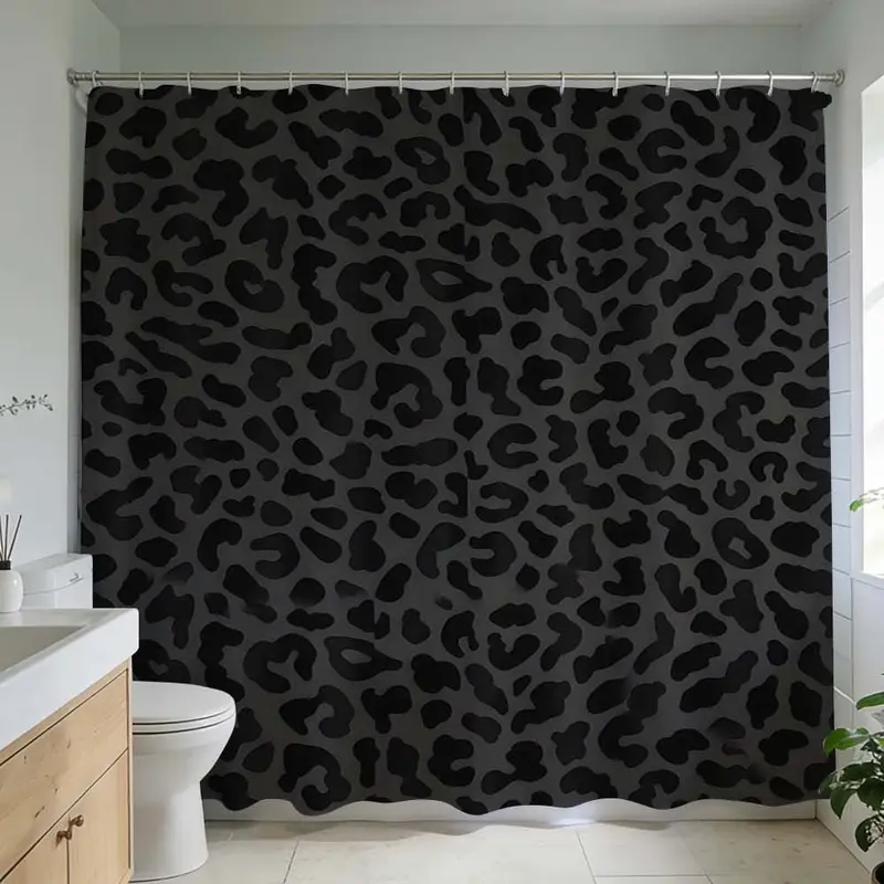 1 Pc Modern Bathroom Design Embrace Bold Leopard Print Shower Curtain Elevate Your Home Decor with Stylish Animal Patterns Transform Your Bathroom Into a Chic Retreat Perfect for Renovation Projects Enhance Space with Unique Dark Tones and Sophisticated S